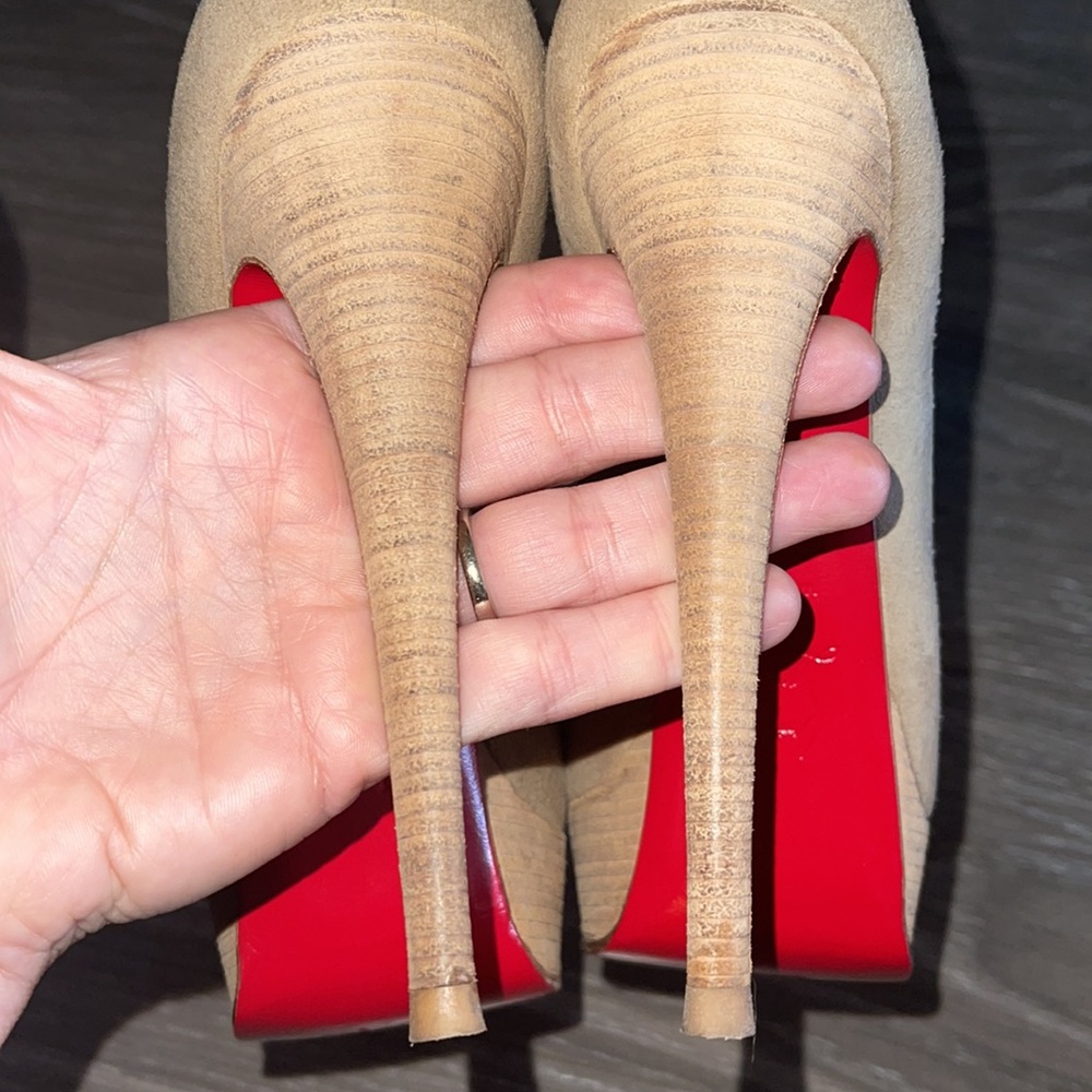 ☀️SOLD☀️Christian Louboutin Mavela Bow Mesh Pump Open Toe Platform Size 36.5 - Picture 11 of 14